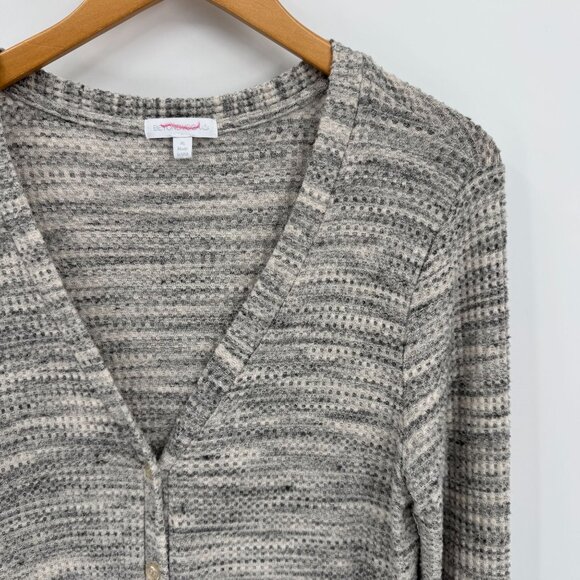 Beyond‎ Yoga Long Cardigan Womens XL Gray Button Up Duster Waffle Knit Thermal - Picture 3 of 7